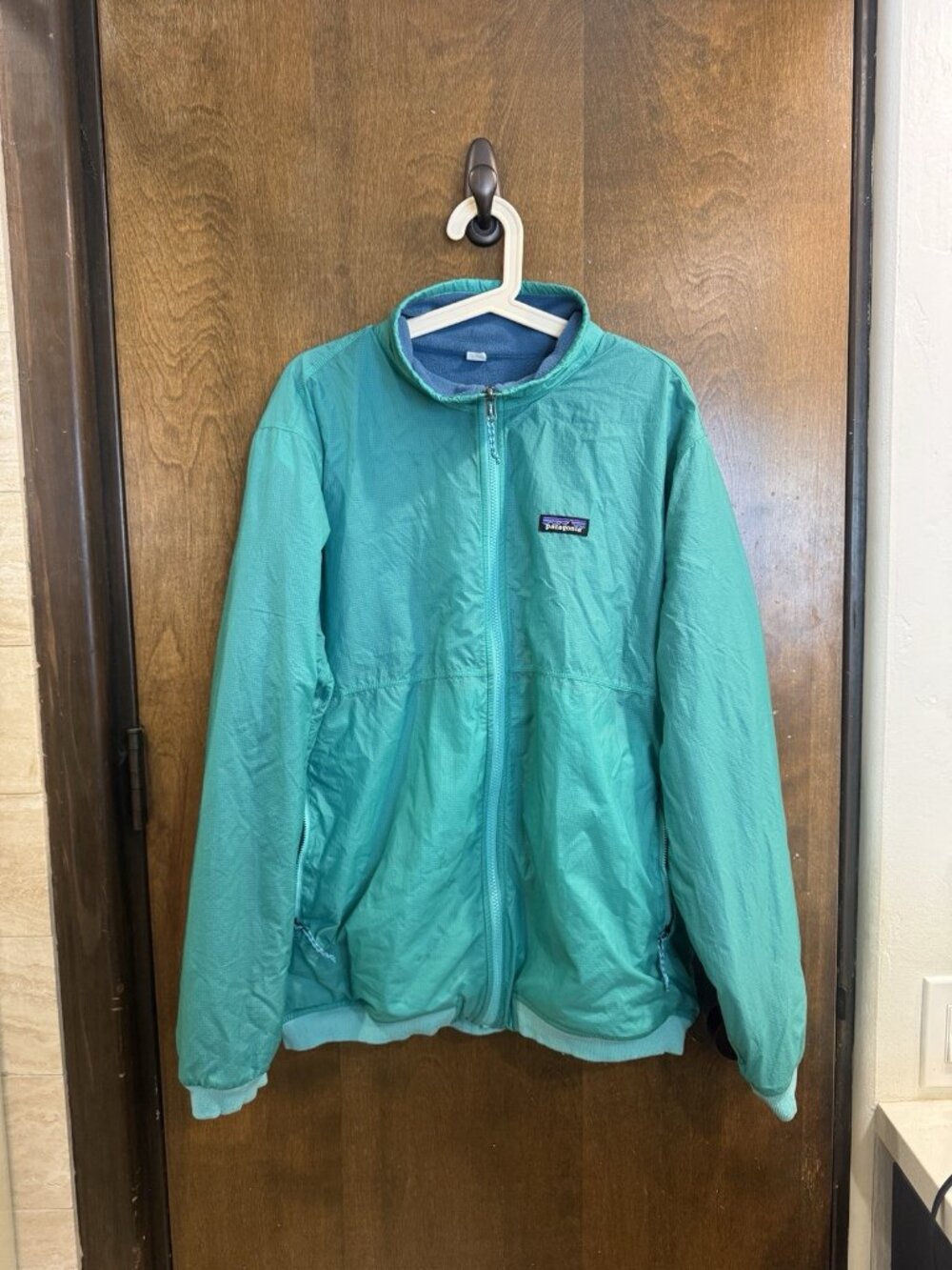 Patagonia Men's Reversible Shelled Microdini Jacket Fleece Size XL Fresh Teal